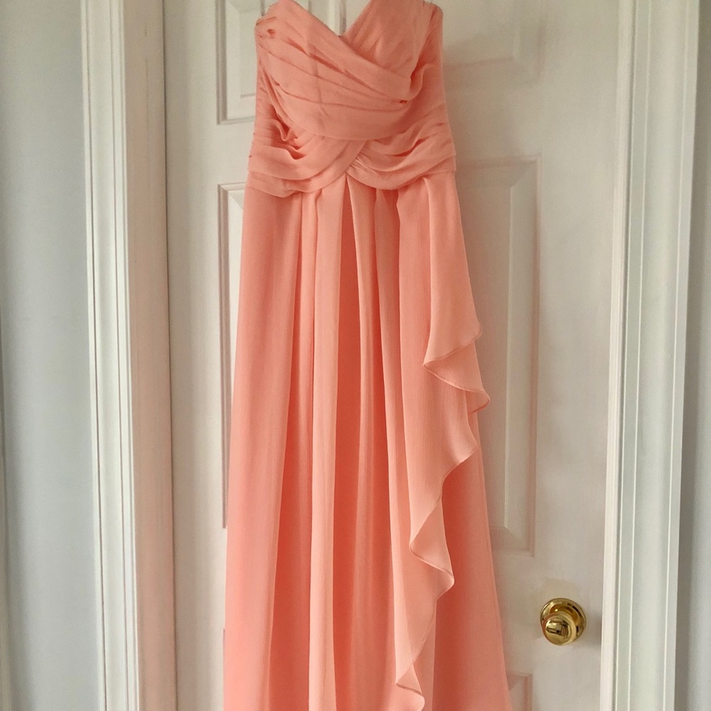David’s Bridal Peach Bellini Strapless Bridesmaids